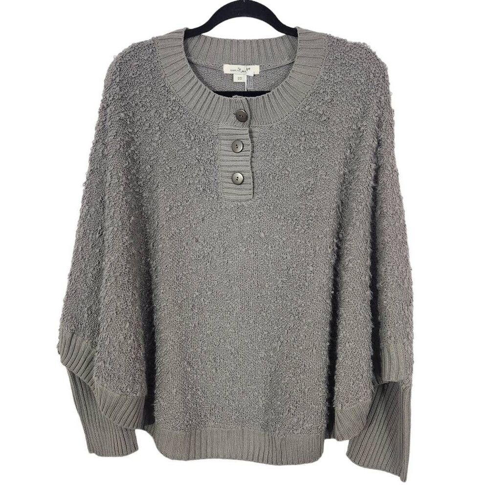 Simply Noelle Gray Poncho Sweater NWT Size Small/Medium Gray Sweater